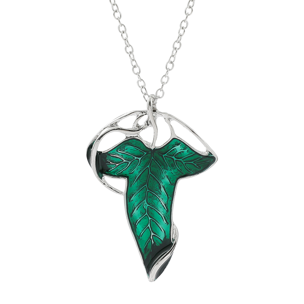 Vintage Necklace - Collier pendentif feuille verte vintage, bijou
