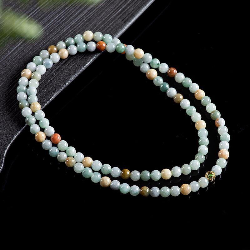 Vintage Necklace - Bracelet-collier en perles de jadéite birmane,
