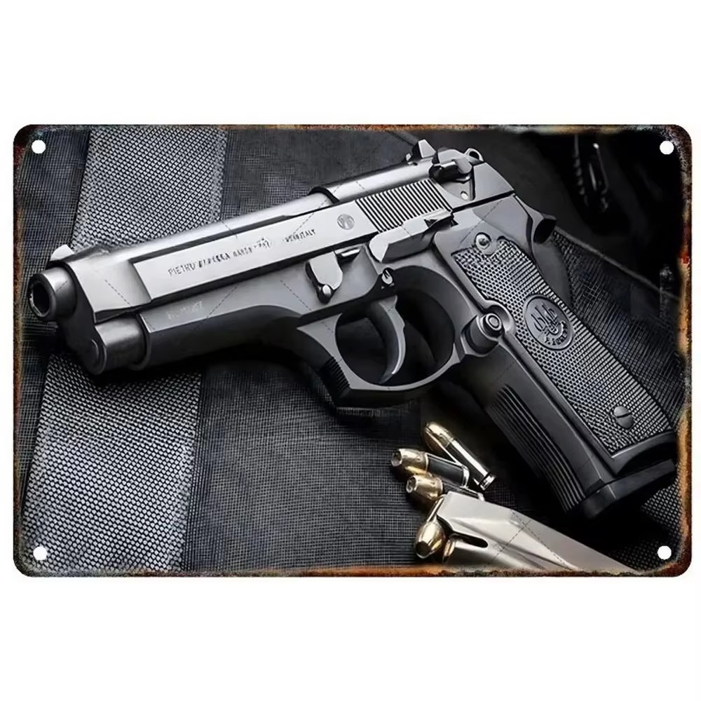 Vintage Collectible Signs - Plaque Métallique Vintage Rétro Pistolet Airsoft