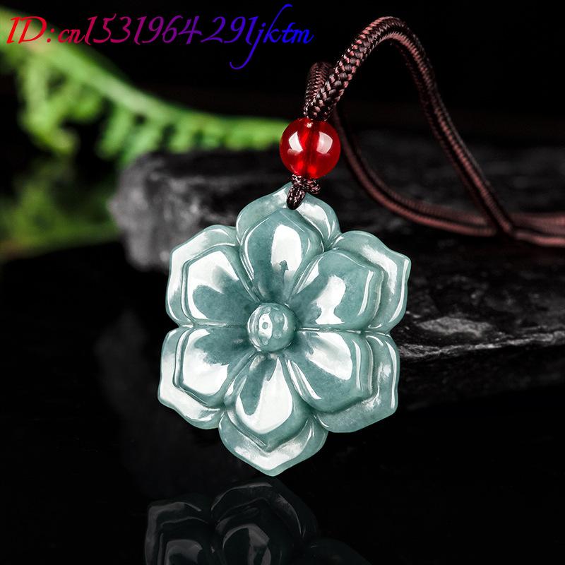 Collier pendentif fleur en jad - Vintage Necklace avis et prix