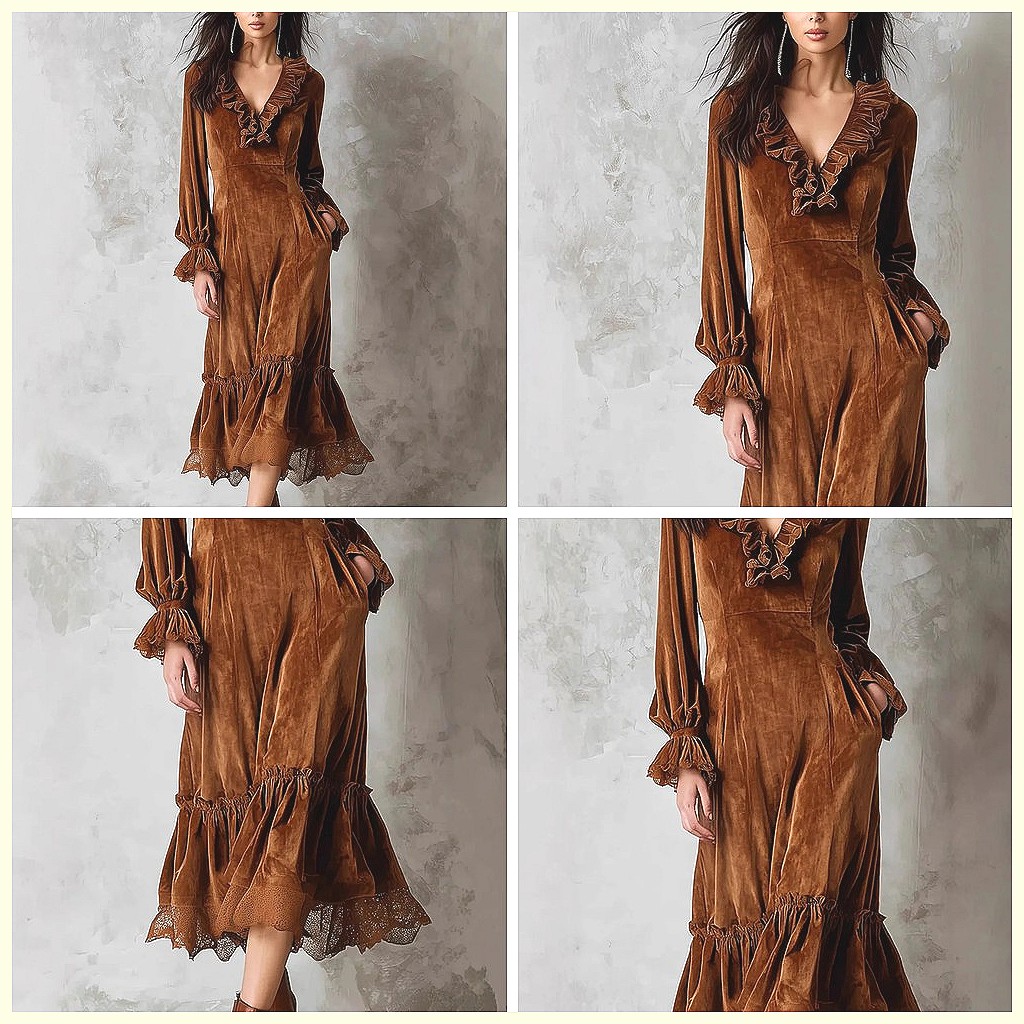 Robe longue vintage en velours - Vintage Necklace avis et prix