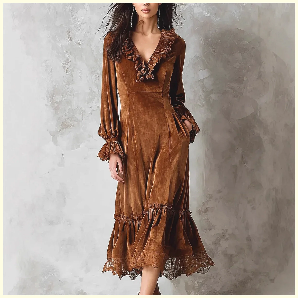 Robe longue vintage en velours - Vintage Necklace avis et prix