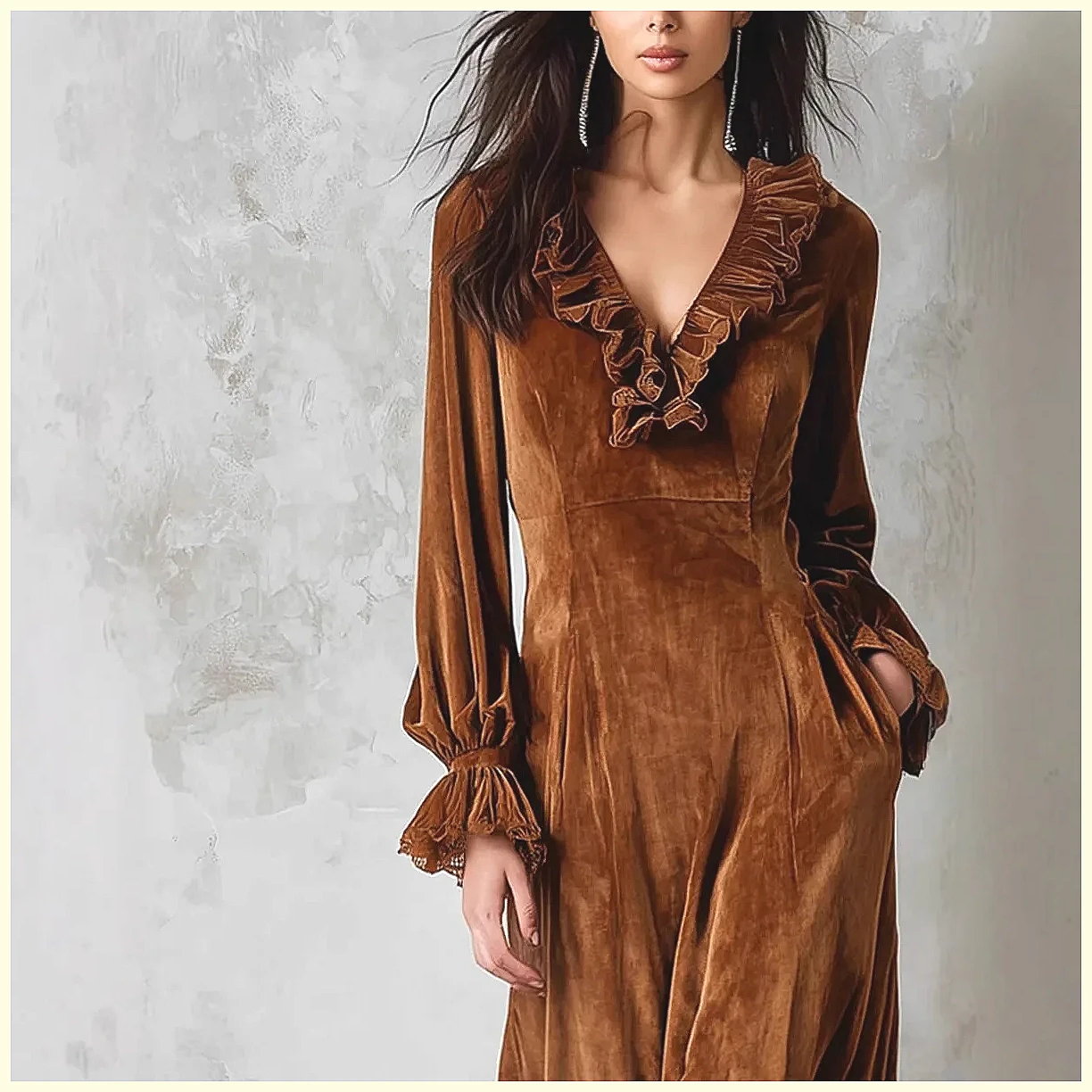 Robe longue vintage en velours - Vintage Necklace avis et prix