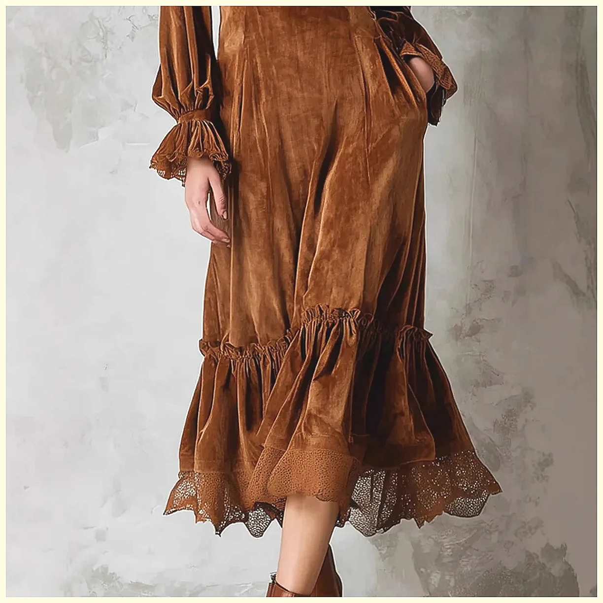 Robe longue vintage en velours - Vintage Necklace avis et prix
