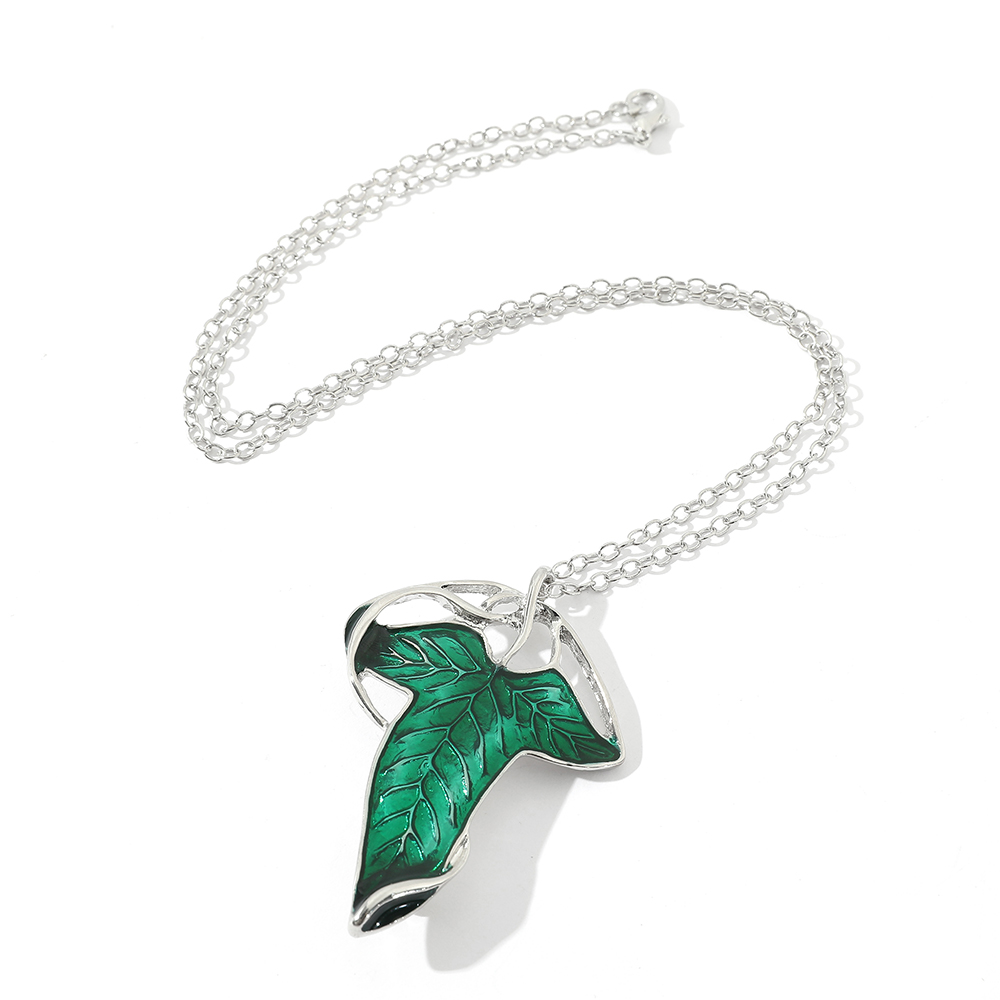 Collier pendentif feuille vert - Vintage Necklace avis et prix